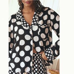 Anthropologie Black and White Polka Dot Pajama Top